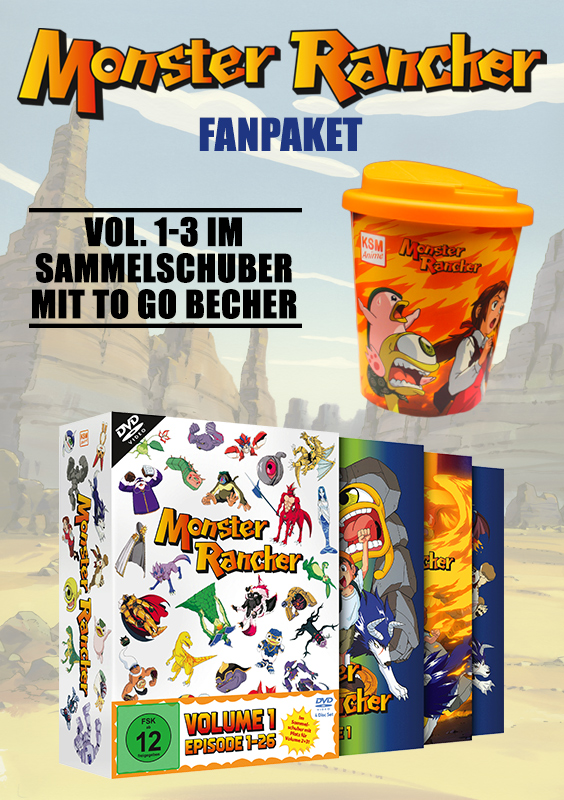 Monster Rancher - FANPAKET - Volume 1-3 inkl. Sammelschuber + To Go Becher [DVD]