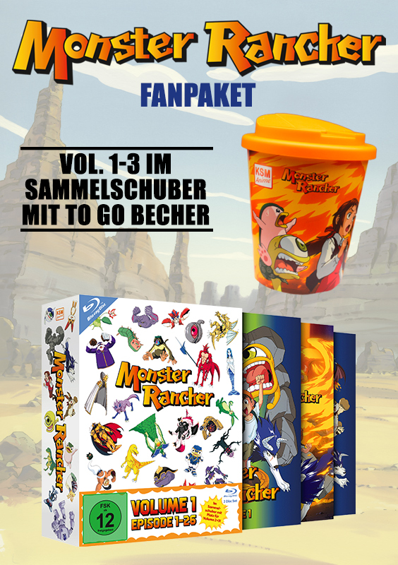 Monster Rancher - FANPAKET - Volume 1-3 inkl. Sammelschuber + To Go Becher [Blu-ray]